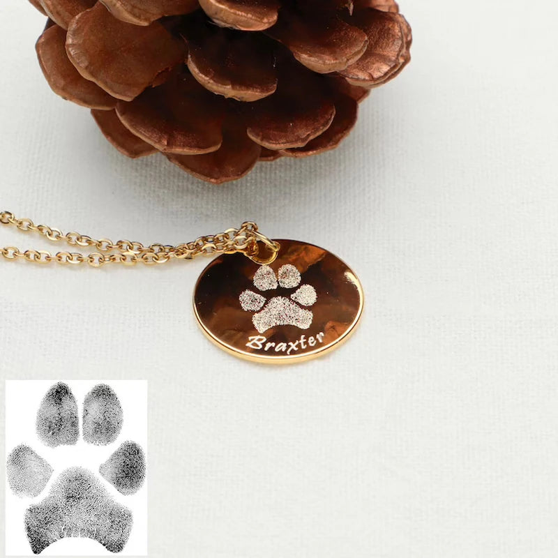 18K Gold Plated Custom Pet Paw Print Necklace