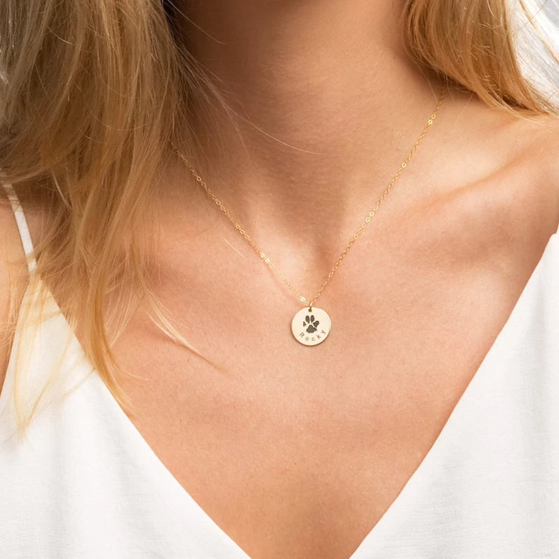 18K Gold Plated Custom Pet Paw Print Necklace