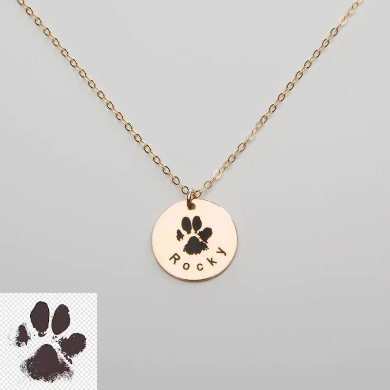 18K Gold Plated Custom Pet Paw Print Necklace